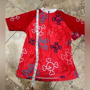 Red Sugoi women’s Cycling 🚴 Shirt with Funny Bones 🦴 Print